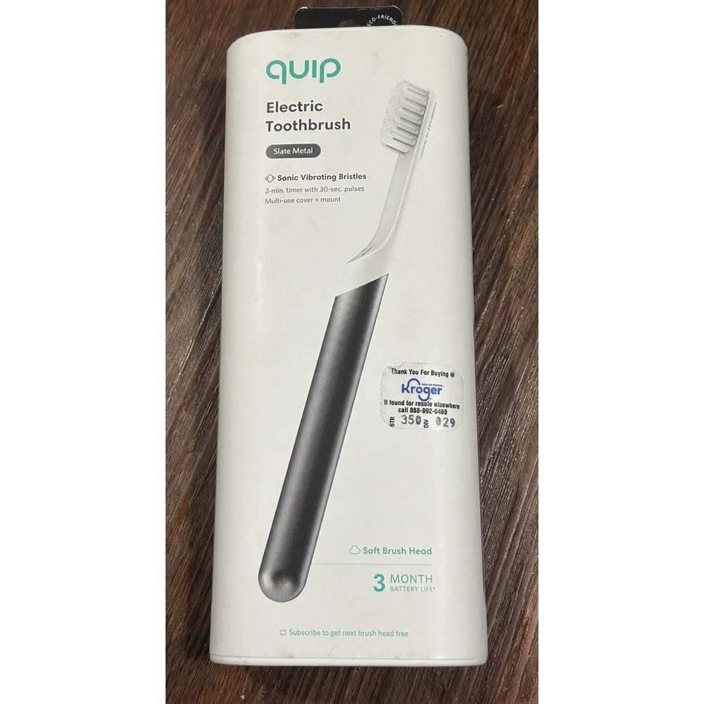 Quip Electric Toothbrush Slate Metal Silver Toothbrush NEW-Sealed‎